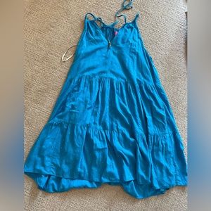 Lilly Pulitzer Litia Swing Dress Formentera Turquoise Metallic